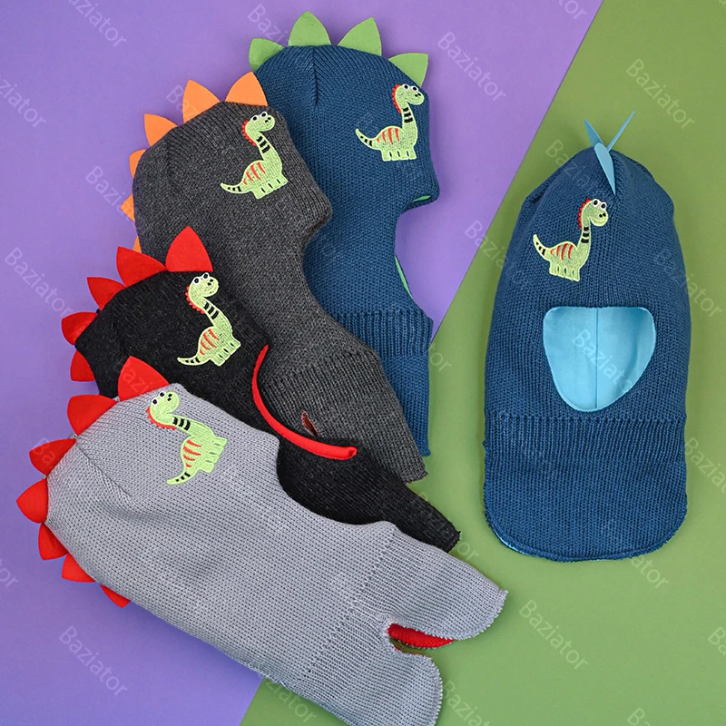 Шапка шлем для мальчика и девочки зима детская двойная с подкладом Дракон CL0052 |