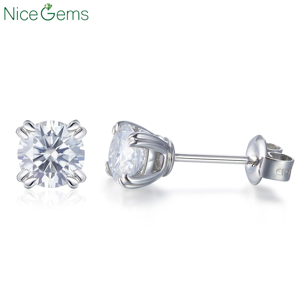 Серьги-гвоздики женские из белого золота 14 к 585 пробы | Украшения и аксессуары