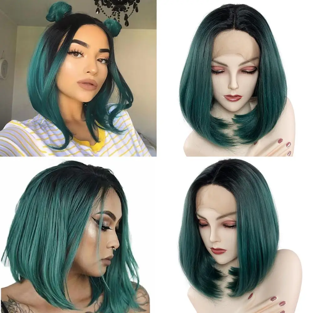 Короткие прямые с челкой синтетические парики для чернокожих/белых женщин