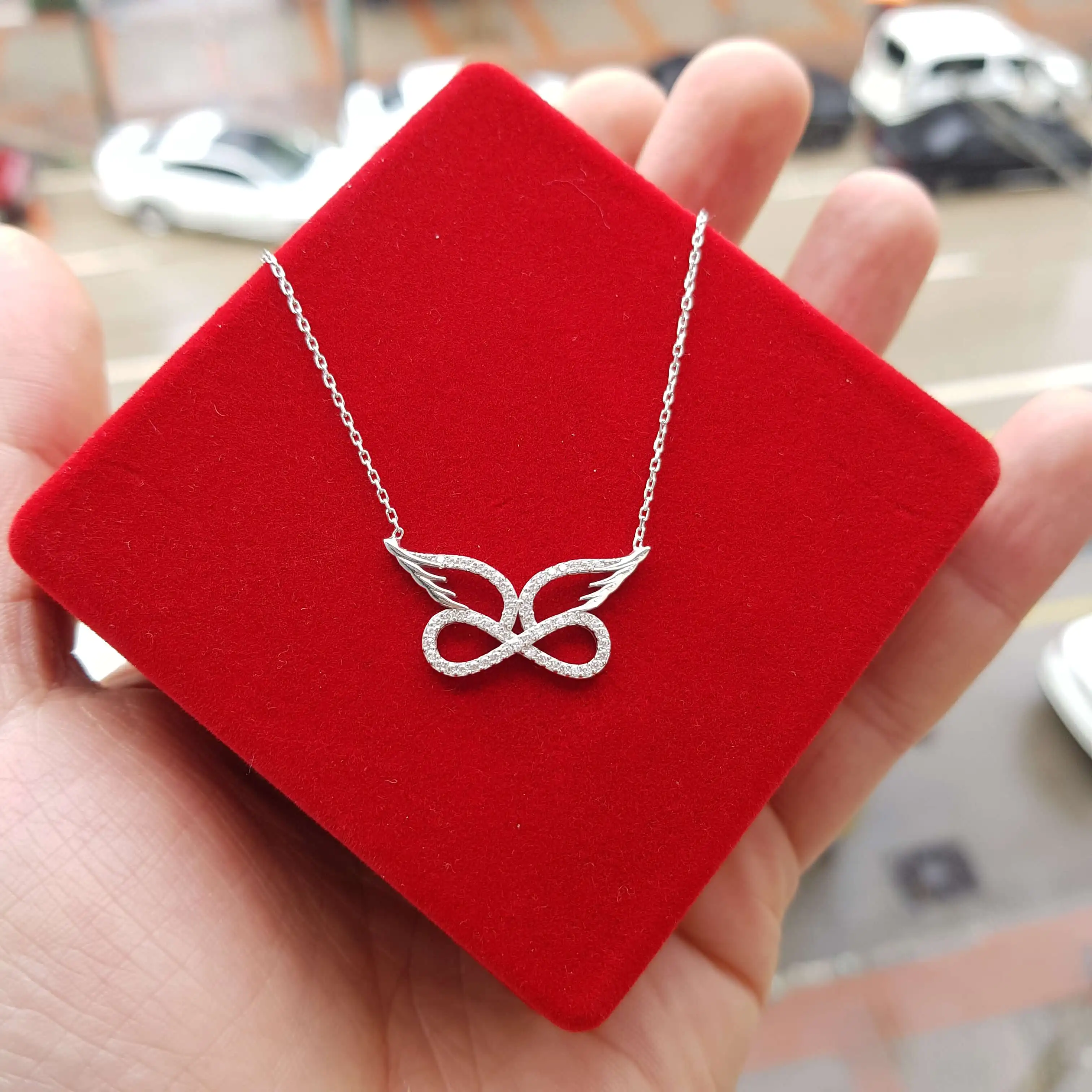 Collier ailes d'ange en argent Sterling 925 pour femmes, pendentif en pierre de Zircon Infinity, cadeau d'anniversaire, chaîne élégante et Cool de luxe
