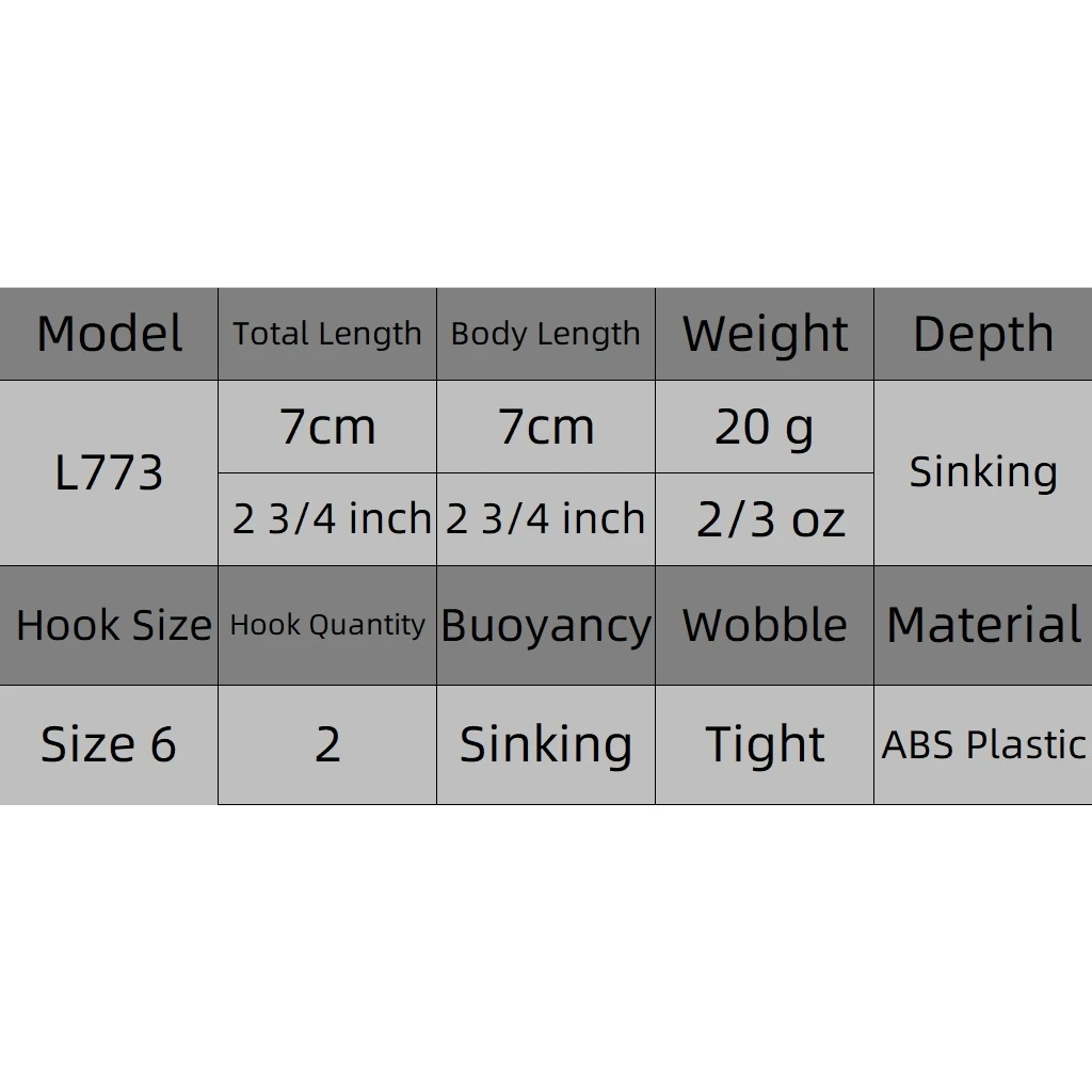 wLure 2018 New 7cm 20g Long Distance Casting Lipless Jigging Retrieving 3 Tie Positions Tight Wiggle Fishing Lure L773