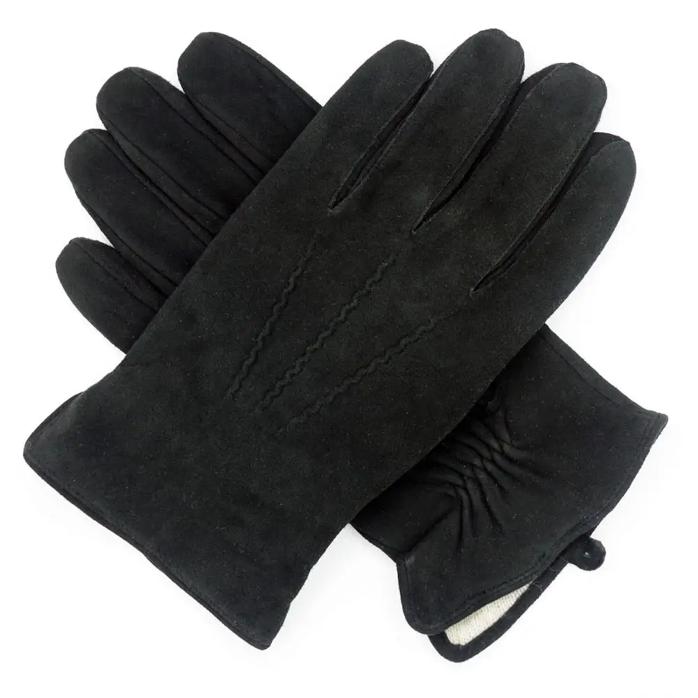 Black-suede-cm Harssidanzar Мужские Роскошные итальянские кожаные перчатки из овчины винтажные обработанные кашемировые шерстяные с подкладкой - Цвет: Black-suede-cm