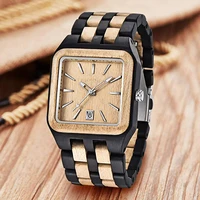 luxury top fashion men square wooden watches creative simple sports vintage wood quartz watch mens relogio masculino