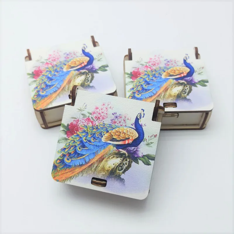 5/10шт Деревянная подарочная коробка с цветами павлином бабочки праздничная