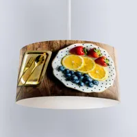 Else Plate on Fruits on Wood Printed Fabric Kitchen Chandelier Lamp Drum Lampshade Floor Ceiling Pendant Light Shade
