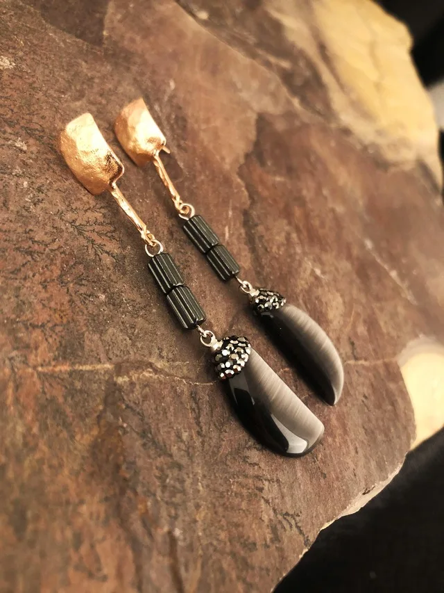

Dr Stone Natural Stone Women 'S Cat 'S Eye Stone Rose Gold Plated Earrings KR 439800187