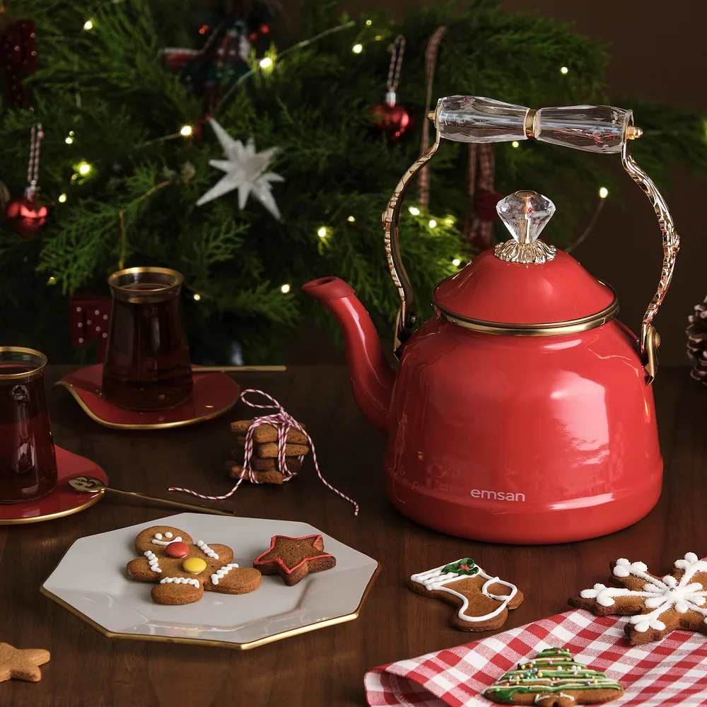 

Gold Midi Teapot Set Kettle Tea Tank Vintage Induction Base Red Kettle Herbal Tea Infuser