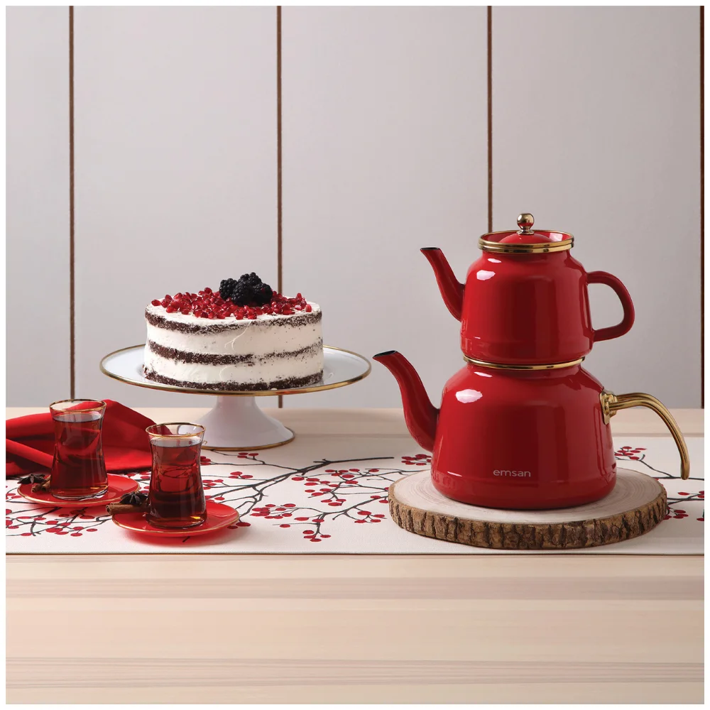 teapot with induction base enamel material maxi sized kitchen tool home useful appliances red and white colored free global shipping