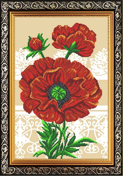 Рисунок на габардине СЛАВЯНОЧКА арт. ААМА-309 Маки Триптих1 | Игрушки и хобби