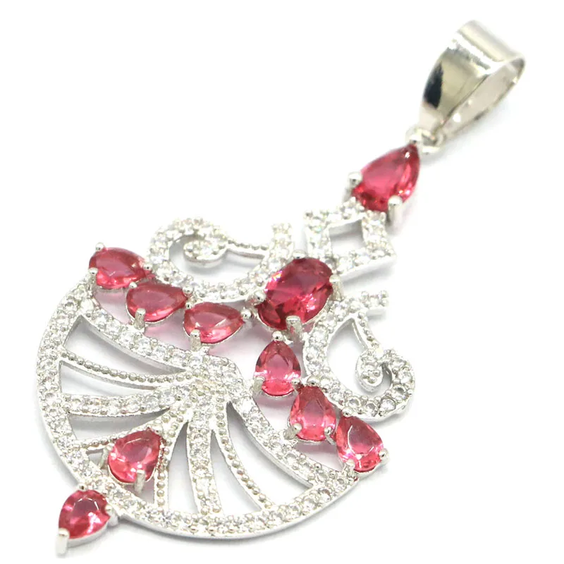 Роскошный розовый кулон SheCrown из серебра с кубическим цирконием и родолитом