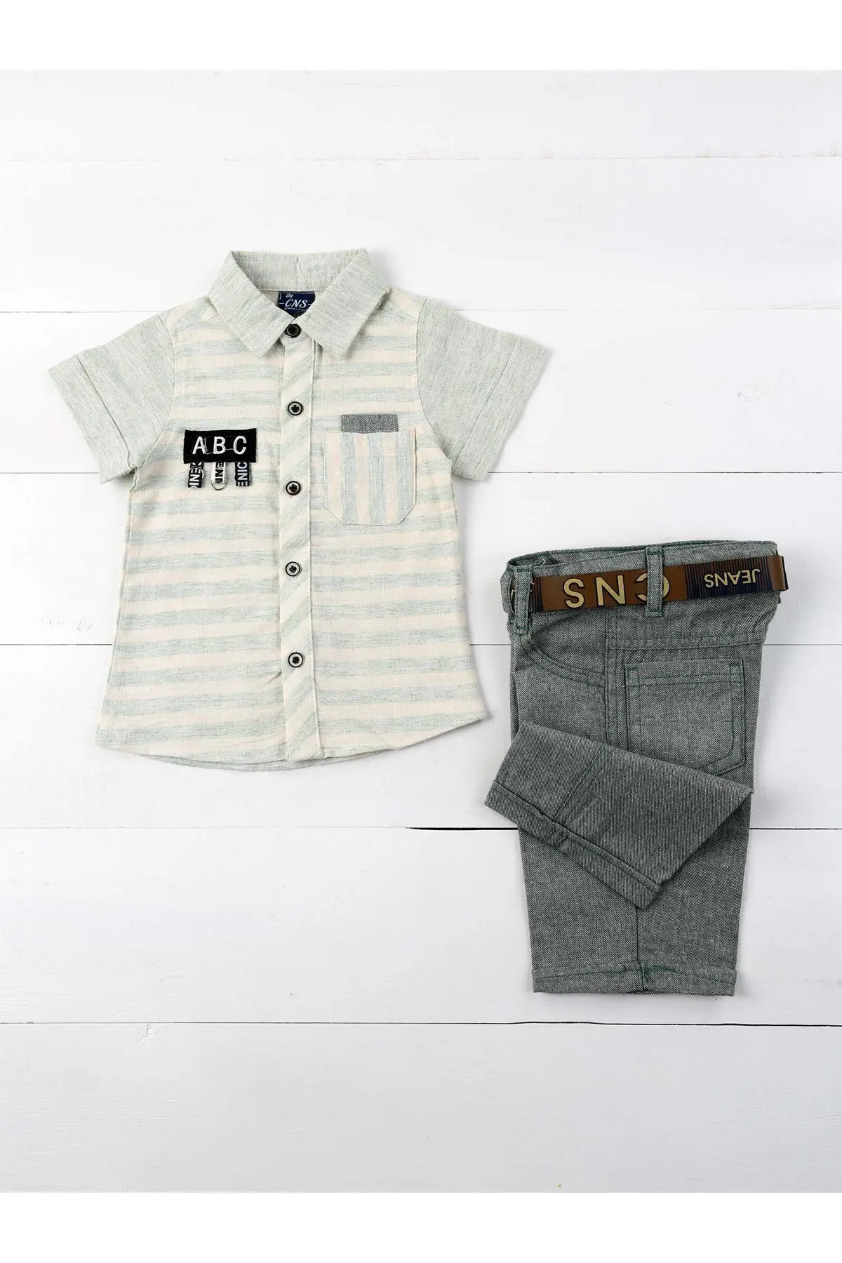 

Children boys short-sleeved shirts, shorts, belt suit for spring summer daily prom holiday style suit outfit