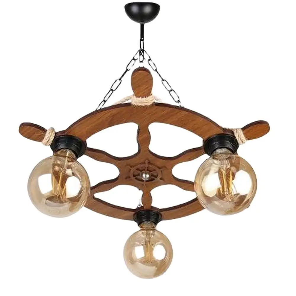 Деревянная люстра в стиле руля Современная декоративная прочная потолочная