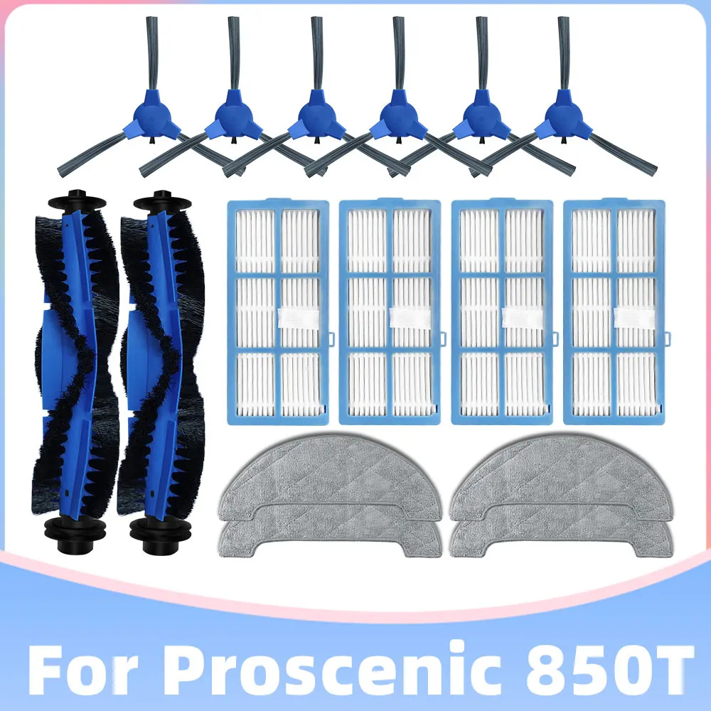 Proscenic 850T Robotic Vacuum Cleaner Parts Main Roller Side Brush Hepa Filter Mop Cloth Rag Replacement Accessories Spare Kits