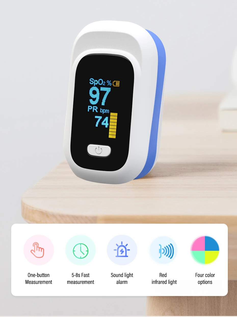 

Portable Pulse Oximeter SpO2 Blood Oxygen Saturation Meter USB Charging Oximeter PR Heart Rate Monitor OLED Finger Oximeter