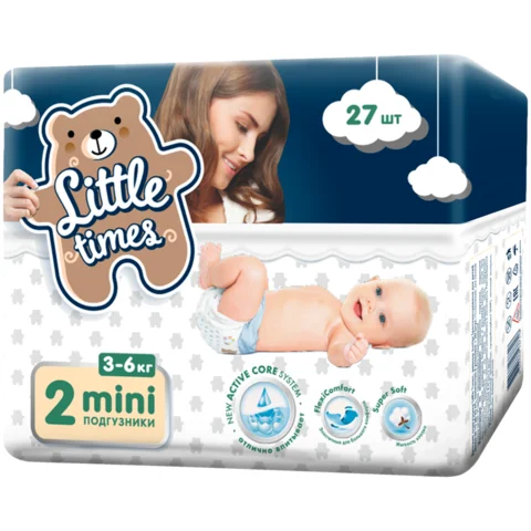 Подгузники детские LITTLE TIMES Mini 3–6кг 27шт | Мать и ребенок