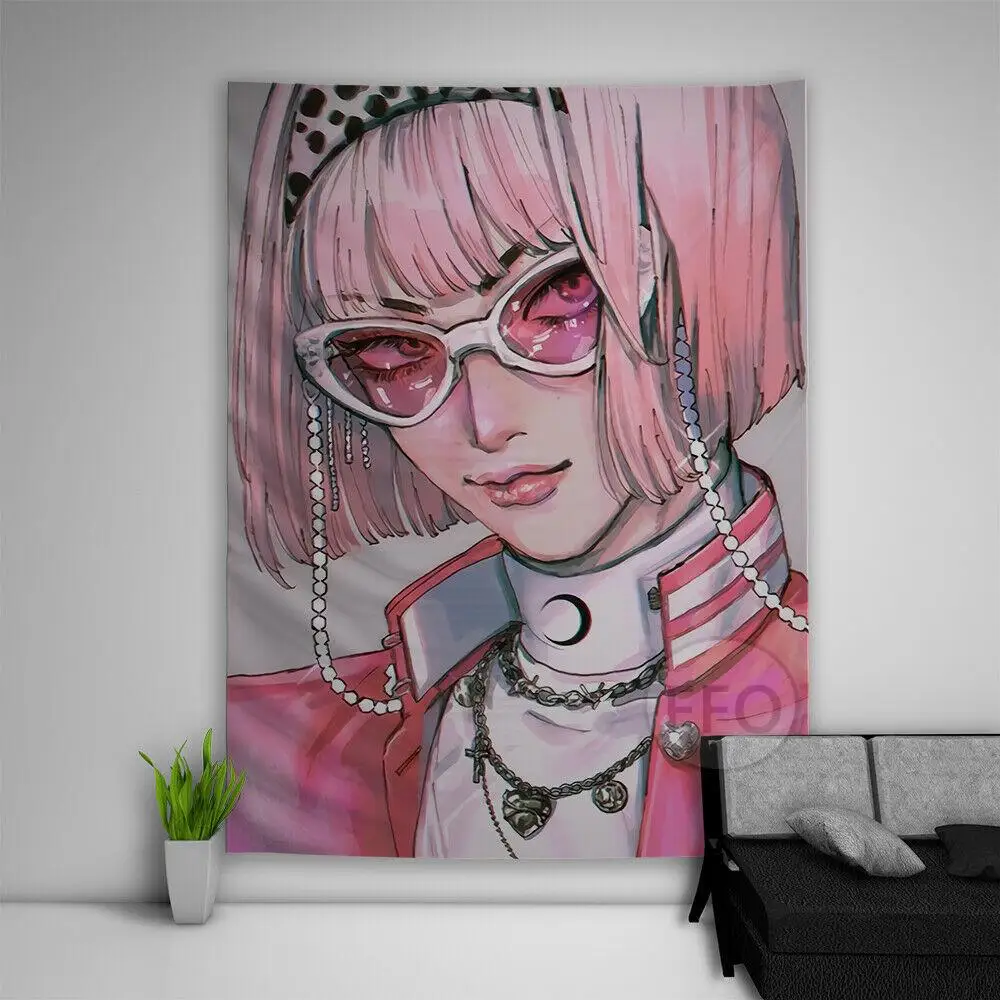 Японское аниме гобелен на стену кавайный Декор для комнаты полиэстер эстетика