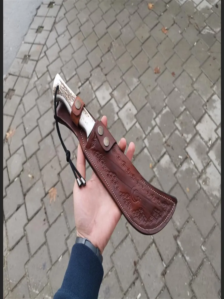 

Kukri Machete with Sheath Stainless Steel survival Knives Cool Steel Sword Outdoor tool Deer horn Handle bushcraft camping sharp