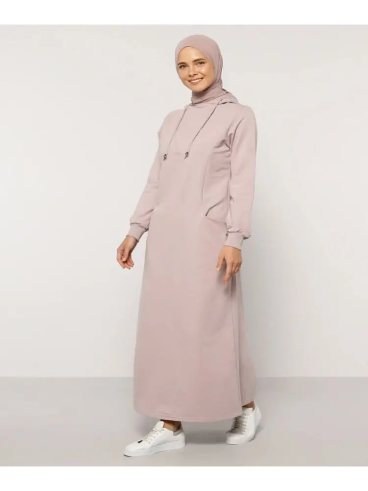 

Comfortable to Wear Maxi Dresses Home Sports Hooded Long Sleeve Length Wide Cotton Women's Fall Winter 2021 Fashion Dresses