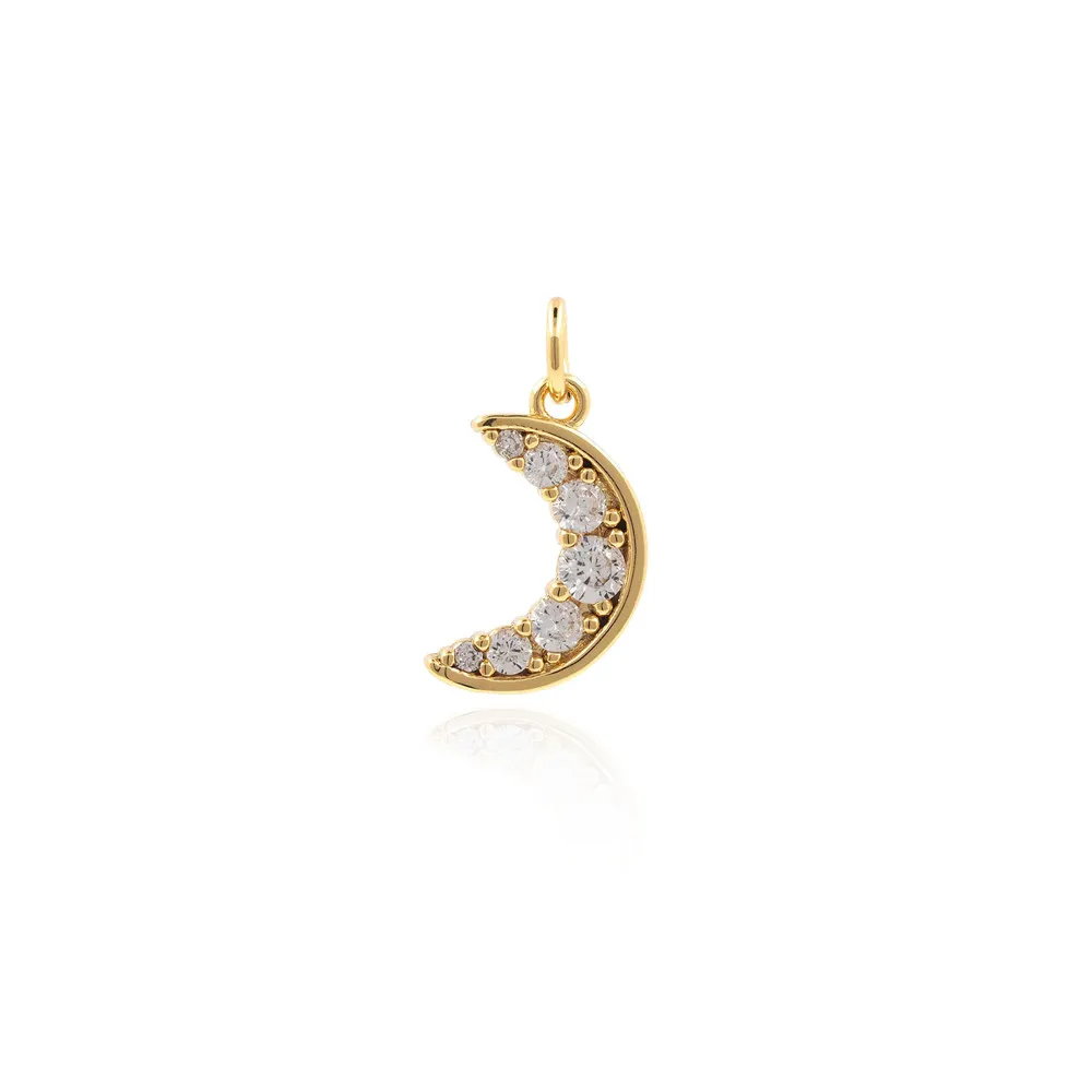 

Micropavé Cubic Zirconia Moon Pendant, C-shaped Crescent Necklace, Astral Charm, DIY Jewelry Making Components 16x7.1x1.7mm