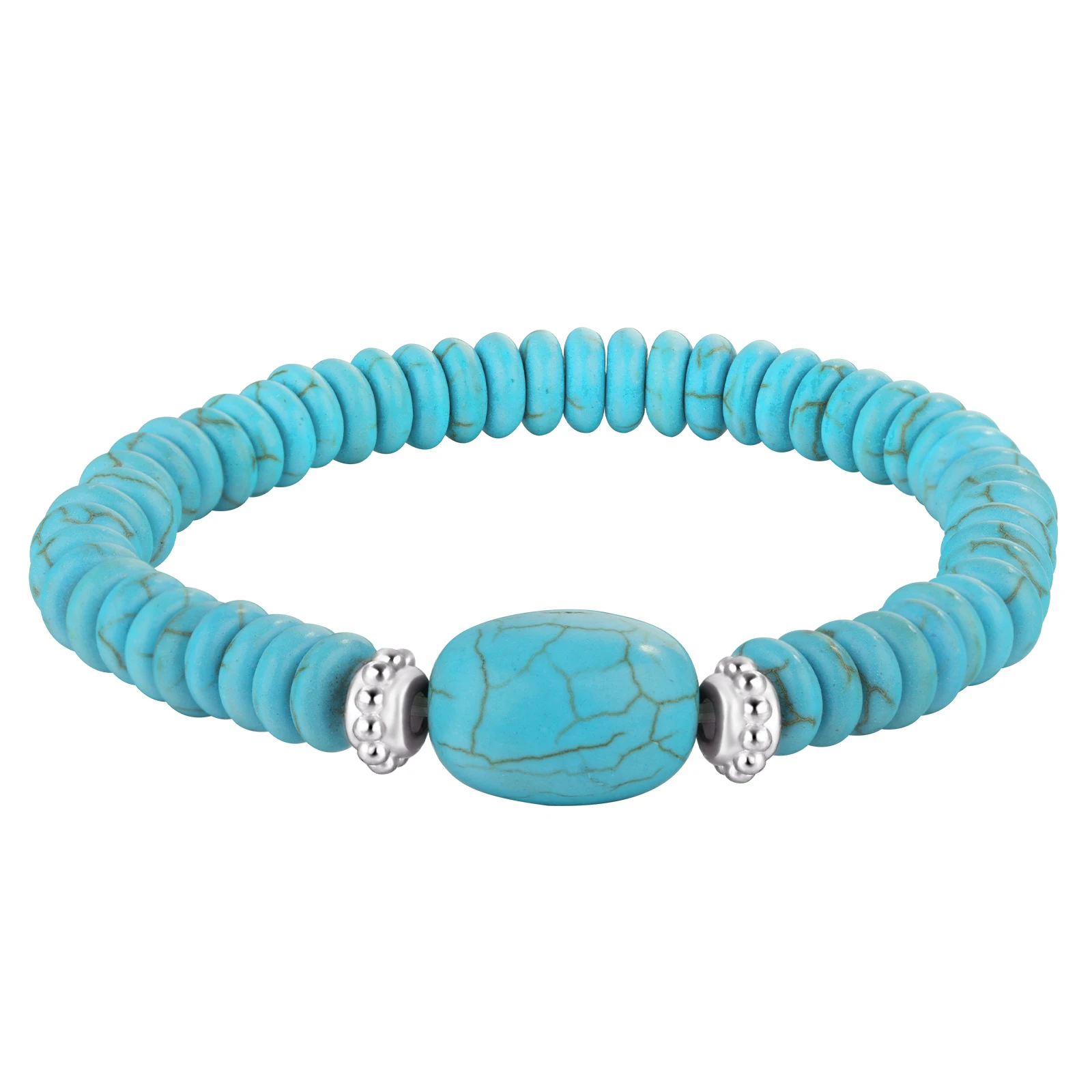 

Natural Healing Howlite Semi Precious Stone Handcrafted Bracelet Gemstone Handmade Stretch String Bracelet For Men Women Jewelry