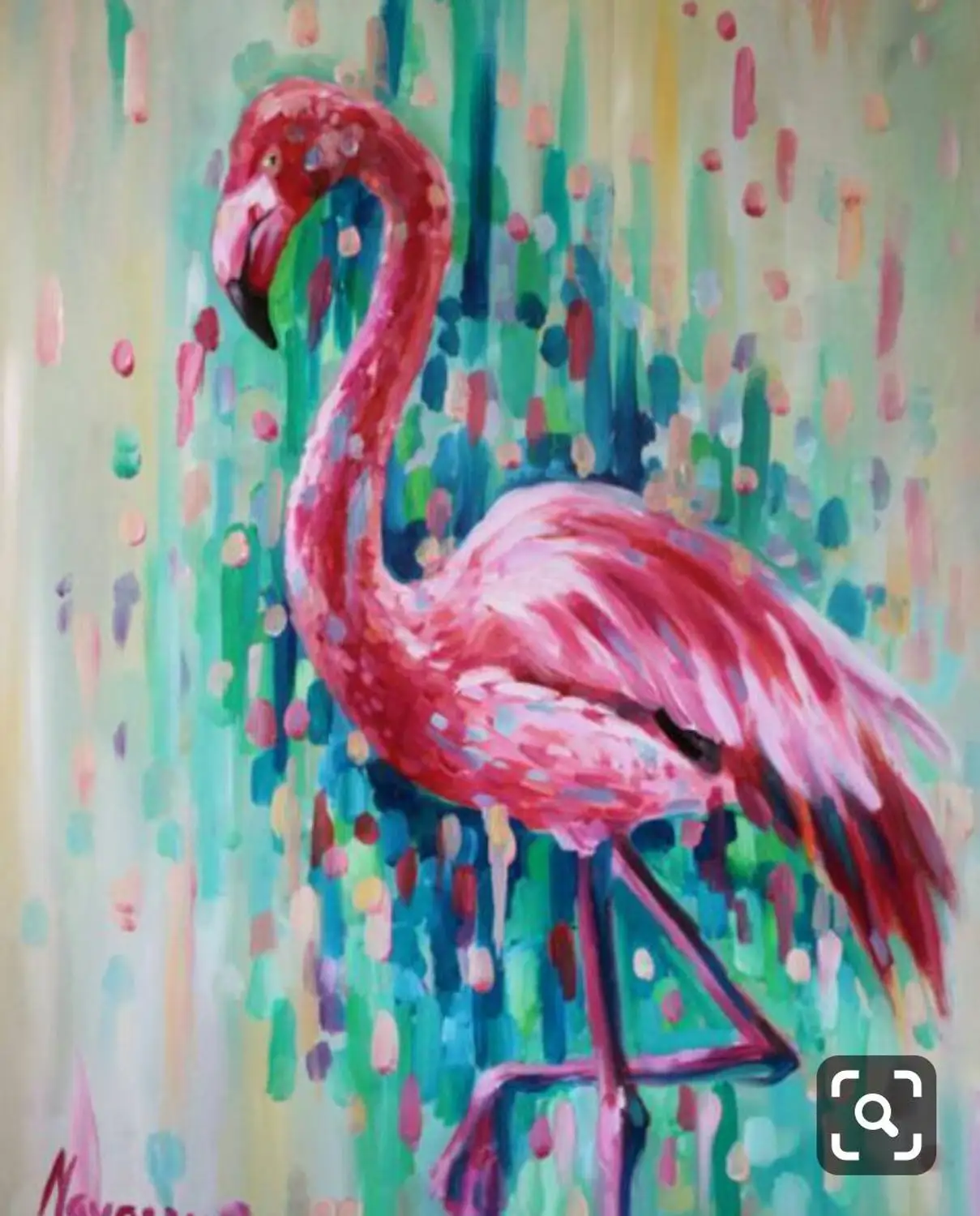 Розовый фламинго на черном фоне картина маслом Ручная роспись canva wall Art