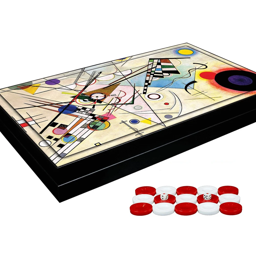 Kandinsky VIII Backgammon Board Game Set Big Size Family Entertainment Oyun With Chips Dice Pieces Checkers Adult Gift