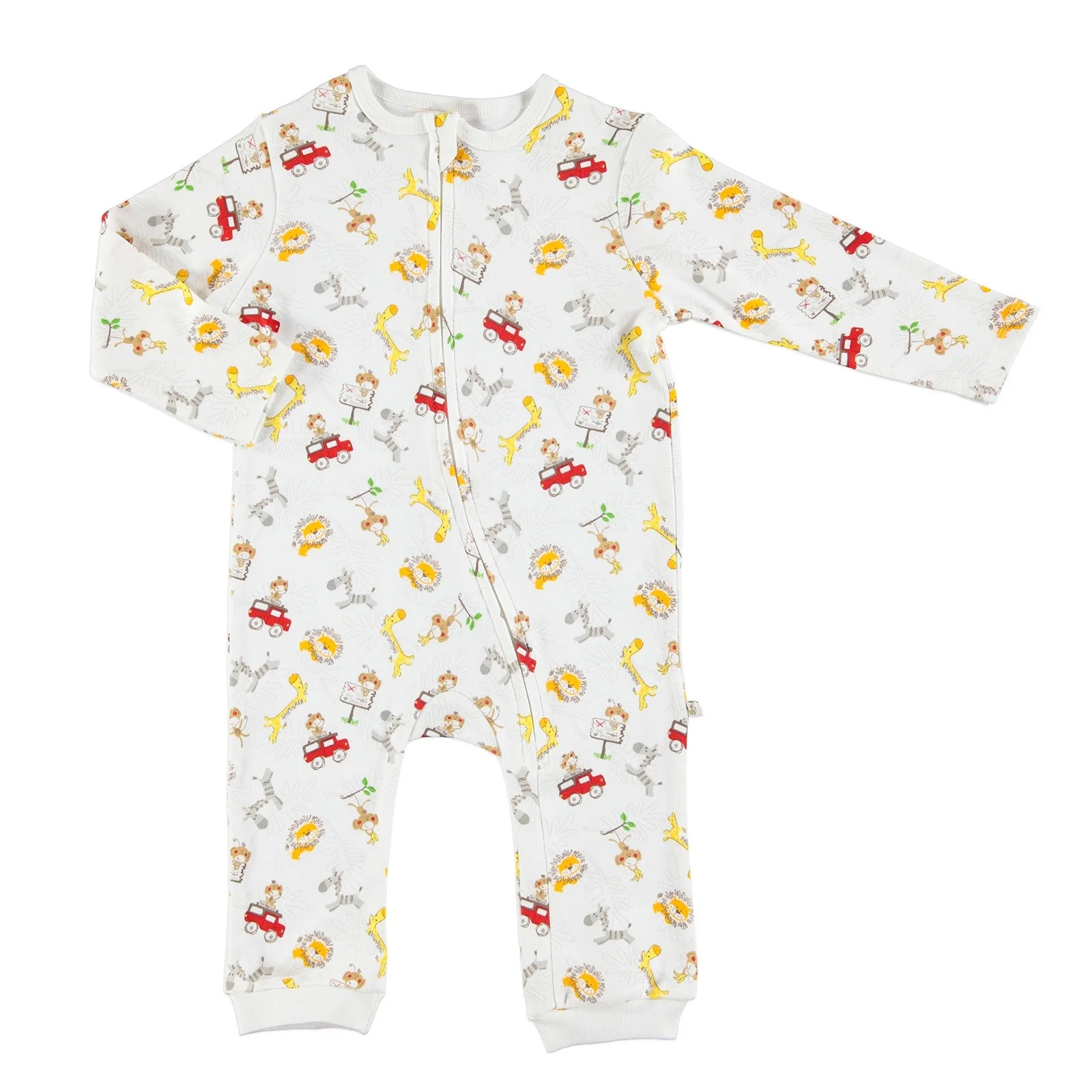 Комбинезон на молнии в рубчик с изображением счастливых животных ebebek For My Baby| |