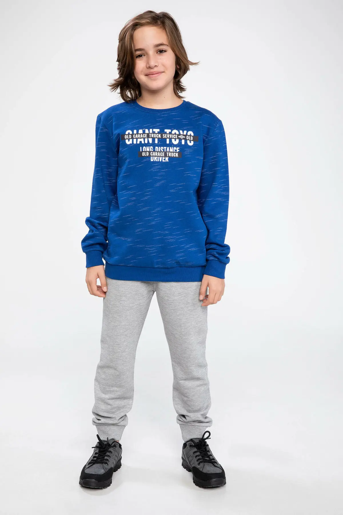 DeFacto Blue Boy O-neck Sweat Shirt Kids Fashion Letter Pattern Long Sleeves Tops Boys Casual Pullover Autumn New - K0062A618WN | Детская