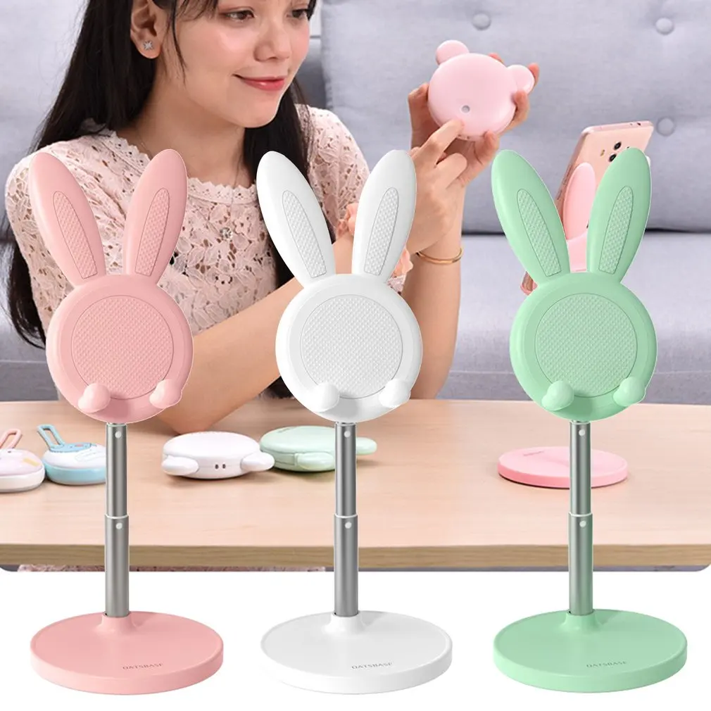

Cute Rabbit With Adjustable Stand Portable Phone Lift Stand Desktop Phone Holder Rabbit Fur Desktop Rack