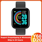 Умные часы Y68 унисекс, фитнес-трекер D20 с пульсометром и тонометром, Bluetooth, умные часы для IOS и Android, 2021