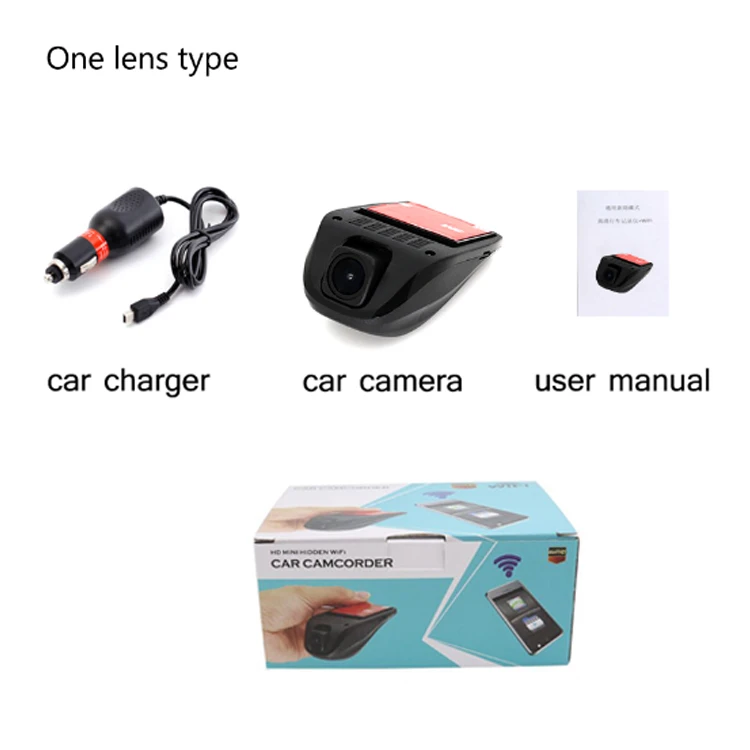 one lens Ainina WiFi Скрытая Автомобильная dvr камера рекордер, Wi-Fi Автомобильная dashcam с камерой заднего вида управление приложением - Название цвета: one lens