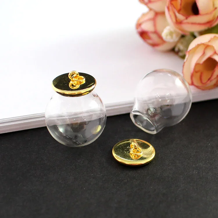 20MM Ball Gold Cap 6 шт 30 мм 20 мм Шар, стеклянная сфера Ожерелье Подвески с простая Кепка пустая стеклянная подвеска в виде флакона Diy Поиск - Окраска металла: 20MM Ball Gold Cap