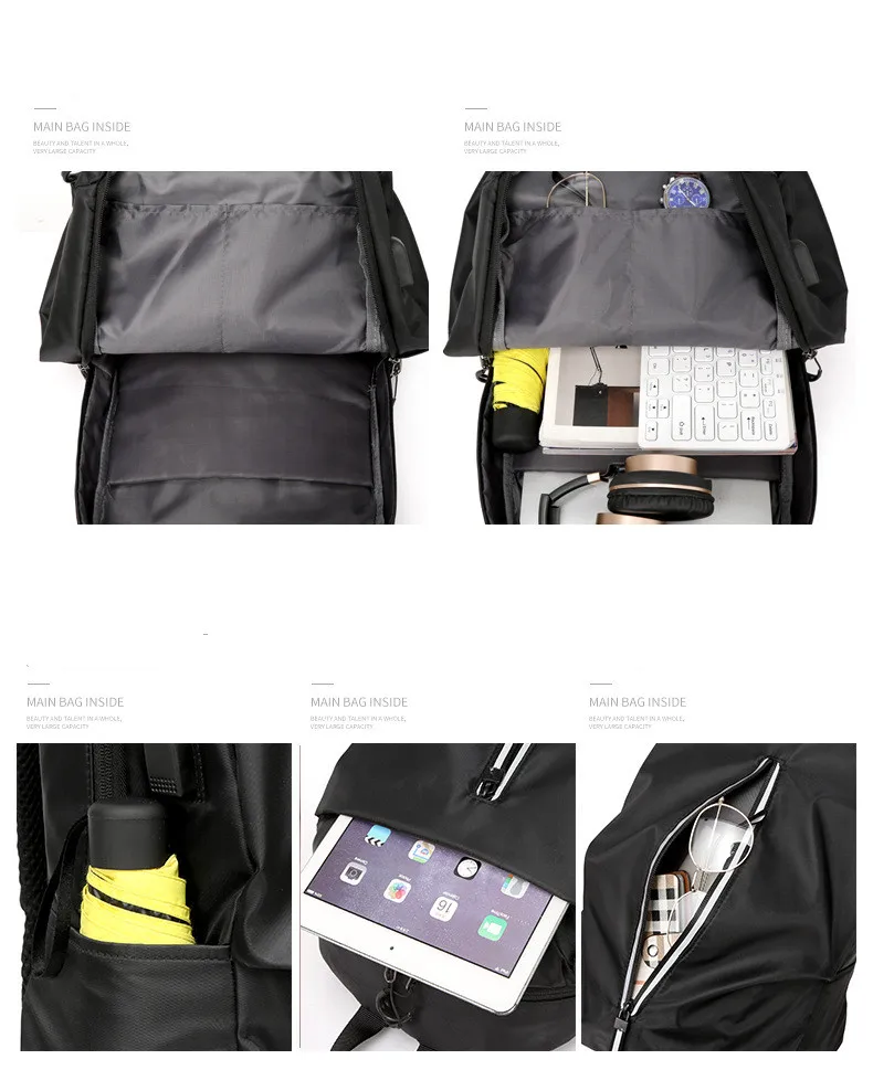 Рюкзак с USB-интерфейсом для зарядки Молодежный ноутбука спорта города школы