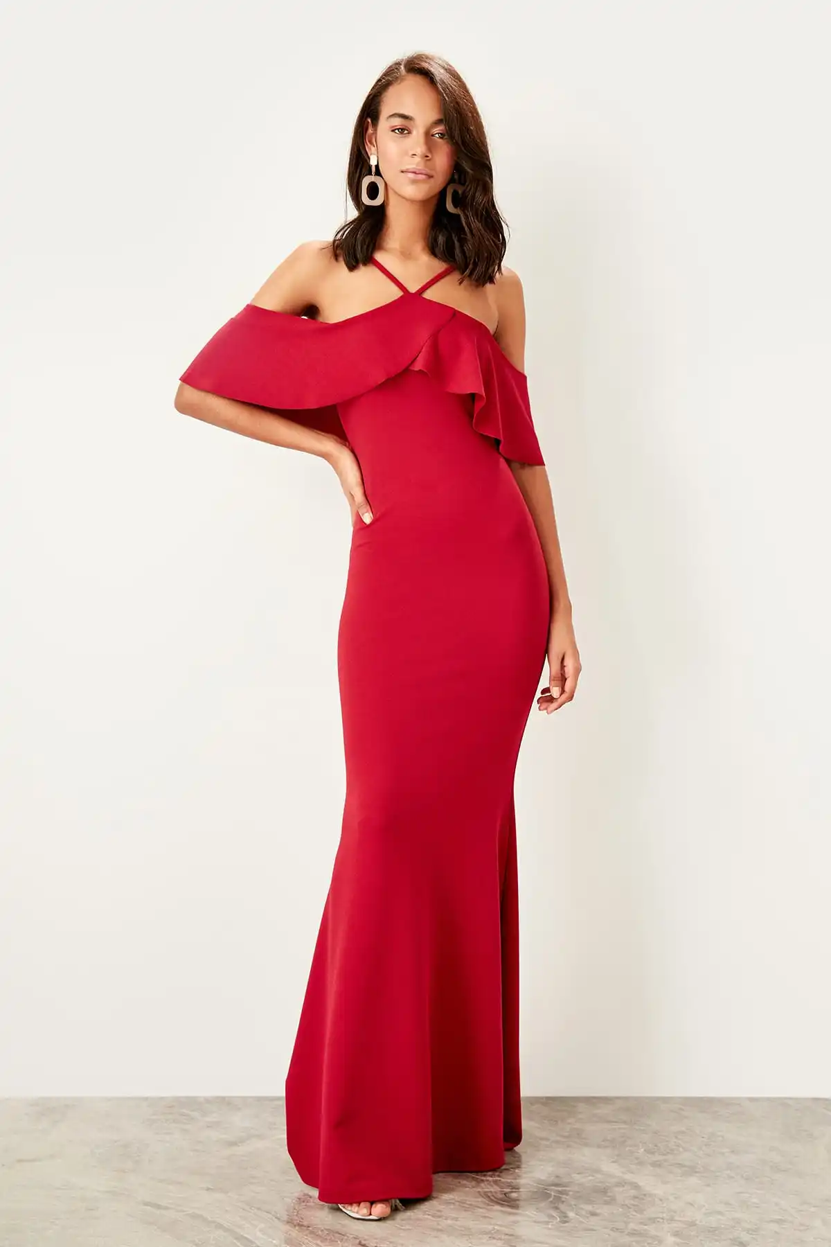 Trendyol Colar Воланы вечернее платье TPRSS19PZ0002|Вечерние платья| |