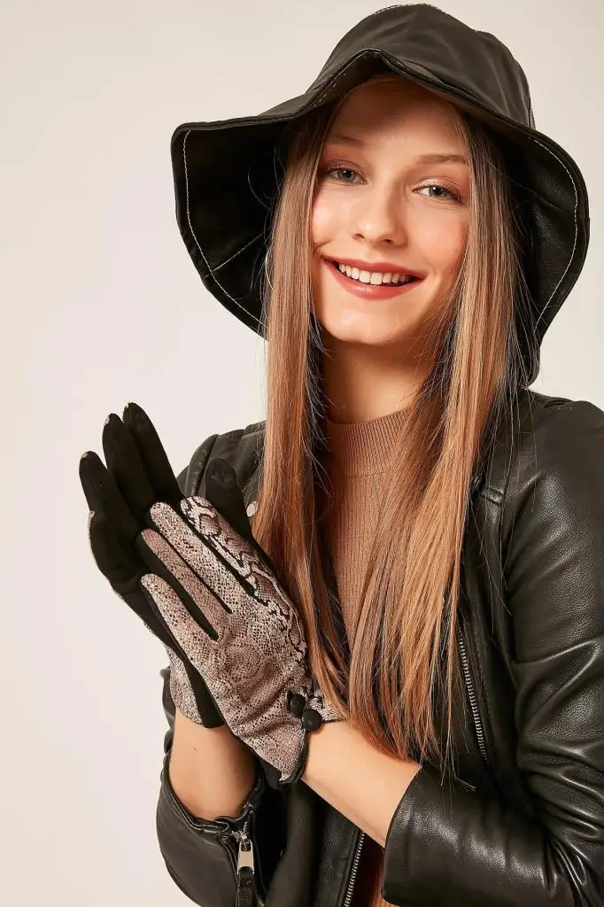 12930 змеиная кожа сенсорные бежевые замшевые перчатки YL|Перчатки для мальчиков| |