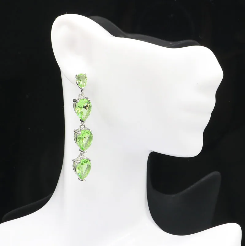 Серебряные серьги гранат из цаворита 49x8 мм Новое поступление 2019|925 silver earrings|earrings