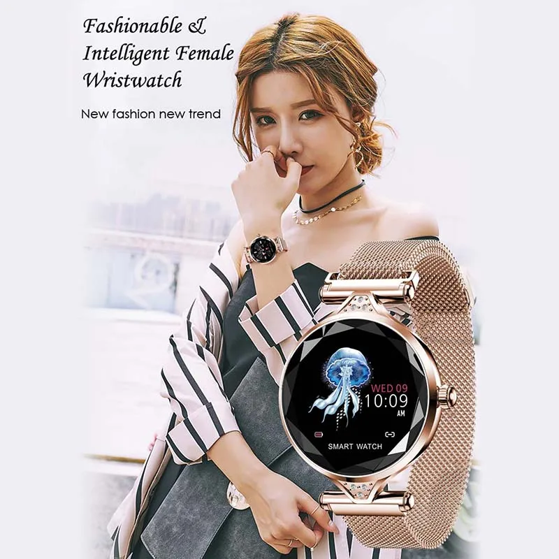 2021 smart watch women android gold heart rate monitoring sleep waterproof ip68 smartwatch ios women fashion lady watches free global shipping