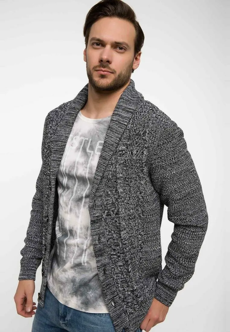 Мужской трикотажный кардиган DeFacto повседневный Трикотажный свитер с длинными