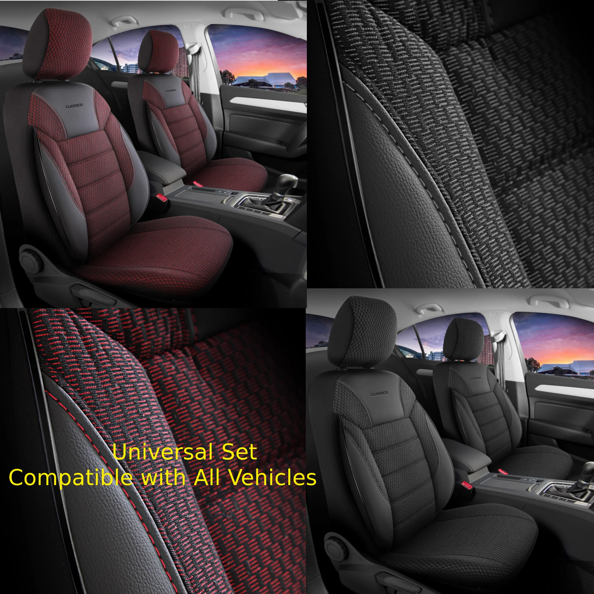 

Car Seat Cover Set Airbag compatible Fit All Car and SUV 100% Breathable 4mm/10mm Orthopedic Sponge, Compatible with seat belts