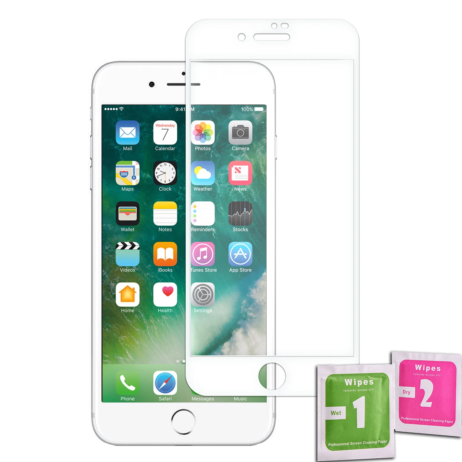Tempered Glass Screen Protector for IPHONE 7/8, WHITE FRONT FULL Black Front Full Quality Premium 9H 0.33mm