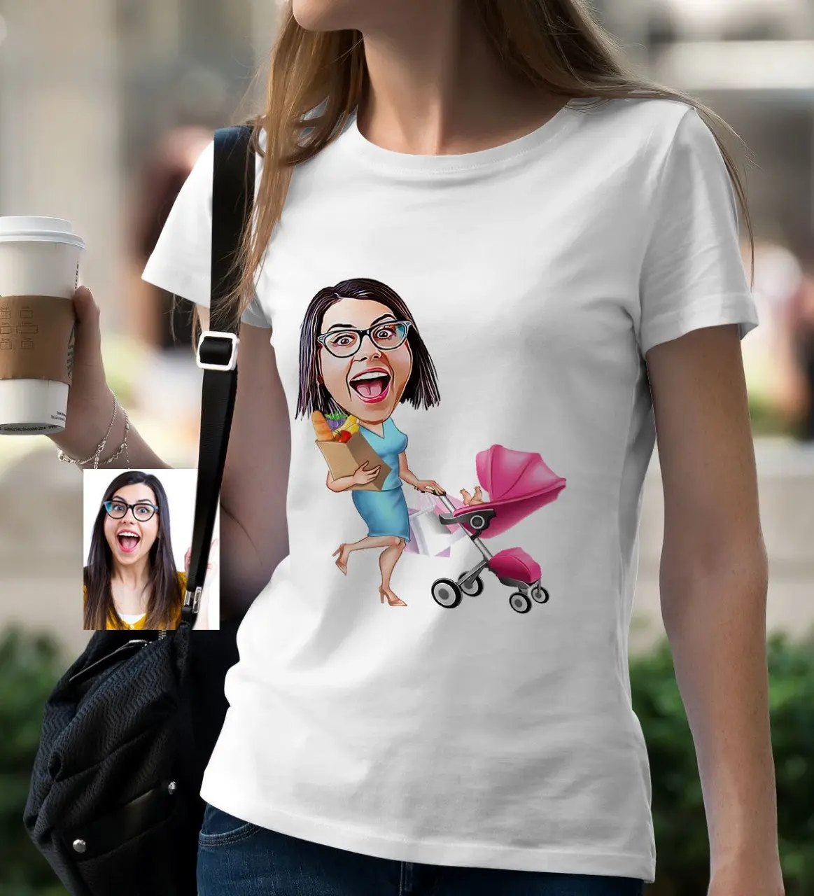 

Персонализированные домохозяйки мультфильм белый T-Shirt-1
