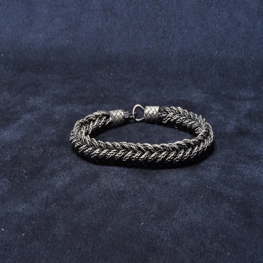 

1000 Sterling pure silver 100% silver and handcrafted Kazaziye Knit Unisex Silver Bracelet