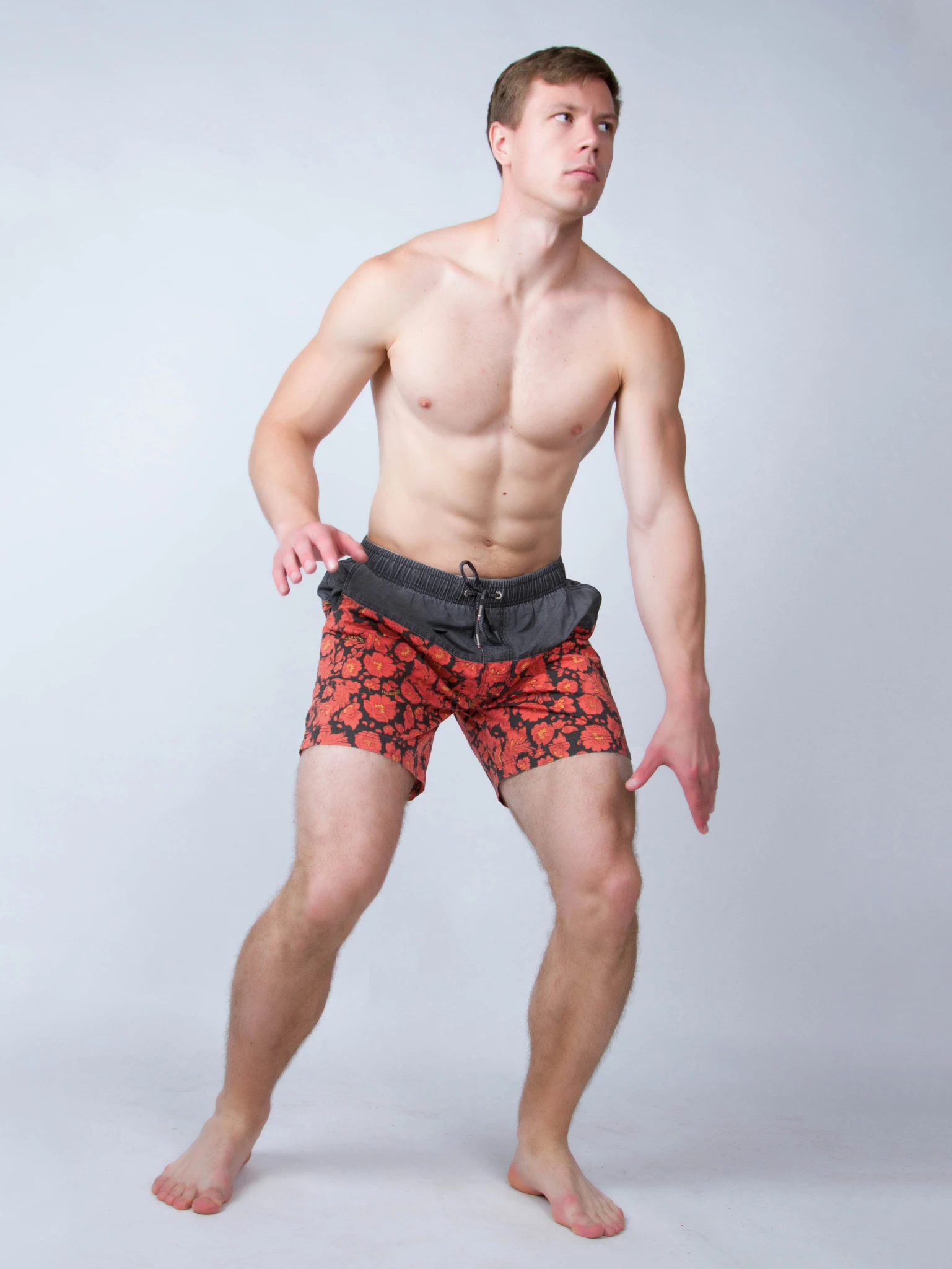 Пляжные шорты Великоросс Красная хохлома | Мужская одежда