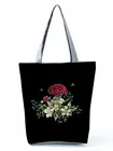 Яркие цветные черные сумки с принтом в виде грибов для женщин, вместительная простая модная сумка на плечо, Экологичная женская сумка для улицы