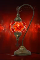 MOZAIST Turkish Lamp, Swan Neck Mosaic Table Lamp, Moroccan Decorative Glass Antique Bohemian Vintage Light Shade, Tiffany Desk