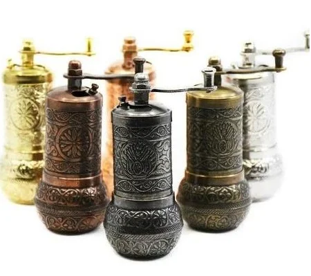 

Turkish Copper Pepper Coffee Spice Salt Grinder Hand Mill Arabic Black pepper Kitchenware Gift Decorative Embroidered