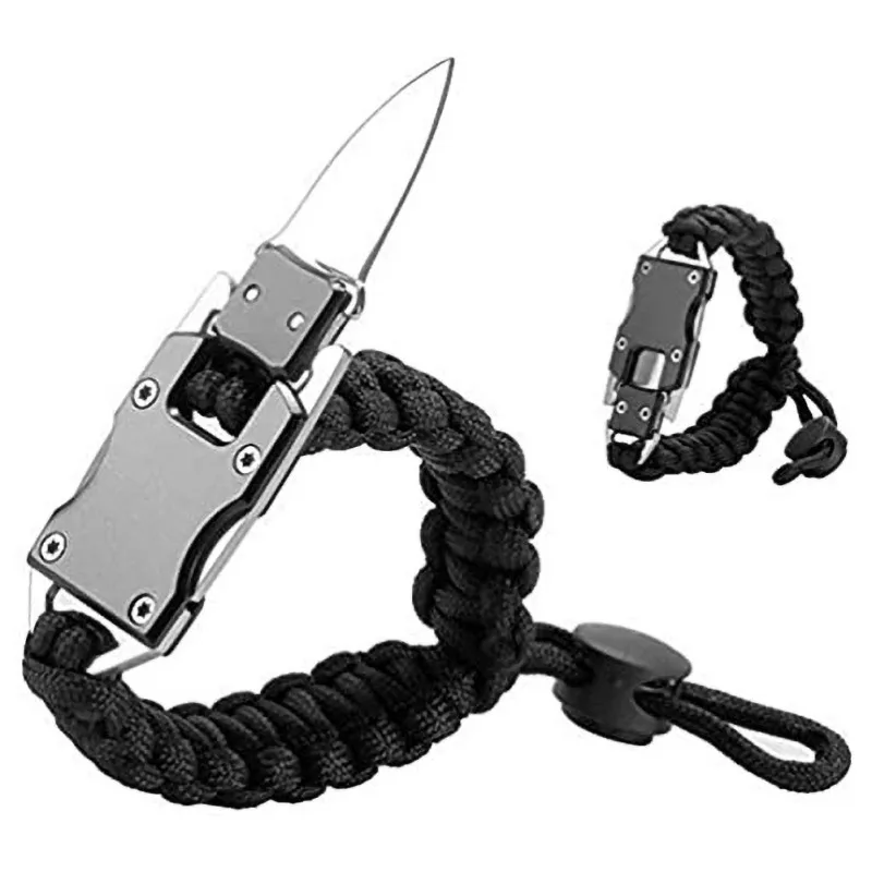 

Survival Steel Knife Bracelet Adjustable Clasp Bracelet Cord Braided Bracelet Outdoor Emergency tool Camping Survival Equipment