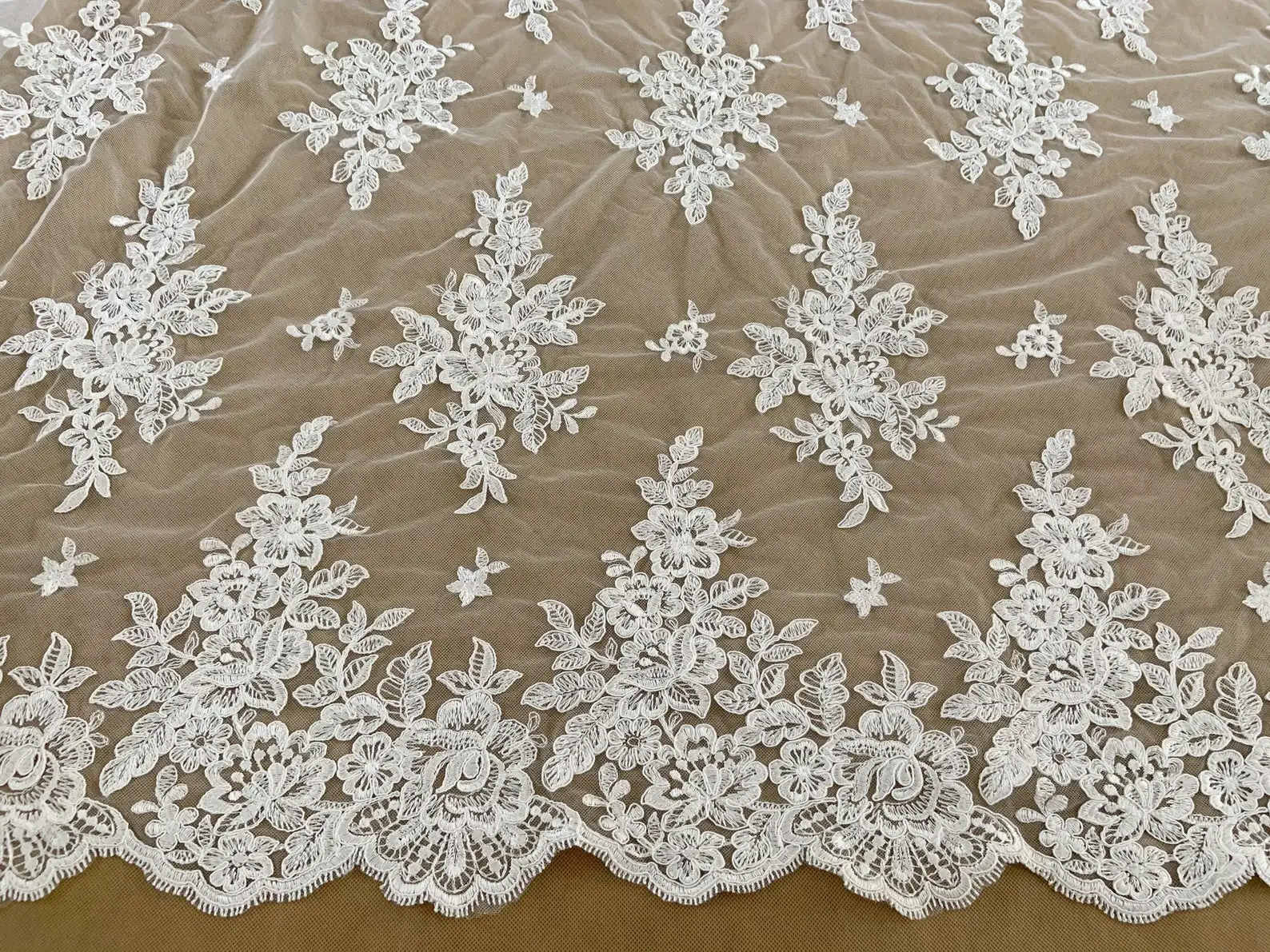 

1 yard Ivory Cord Lace Fabric Bridal Lace Fabric For Bridal Dress