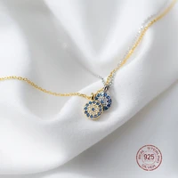 miestilo evil eye silver 925 necklace for women 40cm chain jewelry on the neck 6mm pendent gold plated blue couple pendants