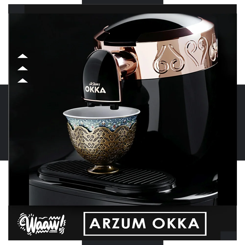 

Waaw Arzum Okka OK906 Coffee Espresso Cups Set of 2 and Special Tray Gift Turkish Custom Design Limited Edition
